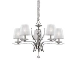 IDEAL LUX Κρεμαστό Φωτιστικό PEGASO 5xE14 Χρωμίου Λευκού Χρώματος – 066448