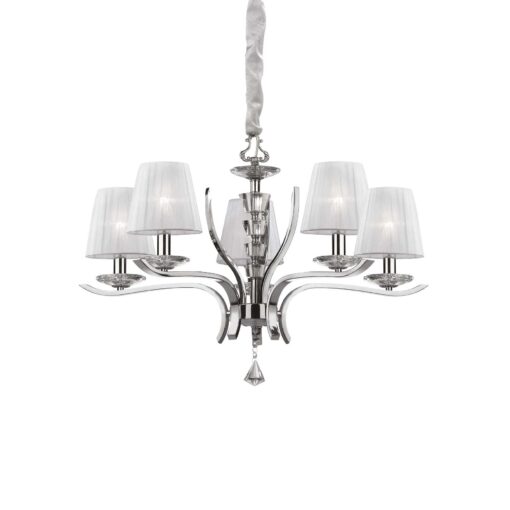 IDEAL LUX Κρεμαστό Φωτιστικό PEGASO 5xE14 Χρωμίου Λευκού Χρώματος – 066448