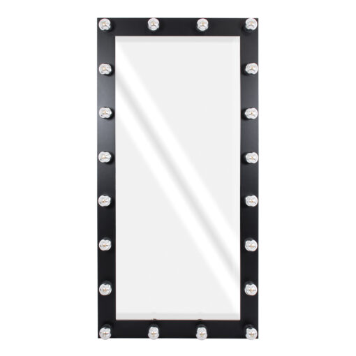 GloboStar® MAKEUP MIRROR-160×80-5 Μοντέρνος Καθρέπτης Μακιγιάζ με Πλαίσιο Φυσικού Ξύλου με Διακόπτη On/Off 20 x E27 AC220-240V – Μ80 x Π7 x Υ160cm – Μαύρος Έβενος