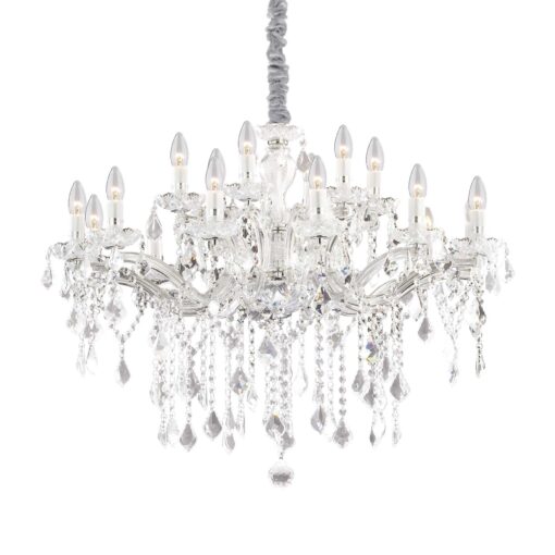 IDEAL LUX Κρεμαστό Φωτιστικό FLORIAN 18xE14 Χρώμιο και Κρύσταλλος – 075150
