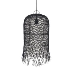 ΦΩΤΙΣΤΙΚΟ ΚΡΕΜΑΣΤΟ ΜΟΝΟΦΩΤΟ Ε27  H610*D330mm RATTAN ΜΑΥΡΟ EUROLAMP – 144-33027