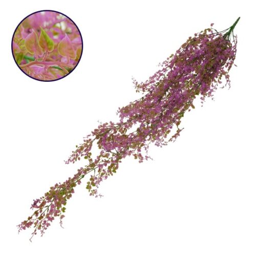 GloboStar® 09036 Τεχνητό Κρεμαστό Φυτό Διακοσμητική Γιρλάντα Μήκους 1.2 μέτρων με 13 X Κλαδιά Πυξός Πράσινο Μωβ