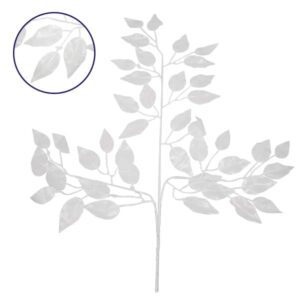 GloboStar® 09055 Τεχνητό Φυτό Διακοσμητικό Κλαδί Διαστάσεων M21cm x Υ27cm με 3 X Λευκά Κλαδιά και Φύλλωμα Φύκος