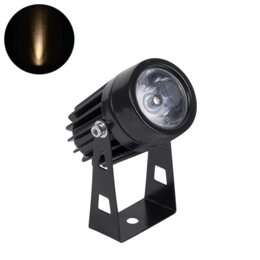 GloboStar® SPOT-TOLA 90631 Σποτ Φωτισμου Wall Washer LED 1W 110lm 10° DC 24V Αδιάβροχο IP65 Φ5 x Υ9cm Θερμό Λευκό 3000K – Μαύρο – 3 Years Warranty