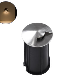 GloboStar® UNDERGROUND-RENA 90660 Χωνευτό Φωτιστικό Σποτ Δαπέδου One Sided LED 1W 110lm 30° DC 24V Αδιάβροχο IP68 Φ5 x Υ9cm Θερμό Λευκό 3000K – Ανοξείδωτο Ατσάλι – 3 Χρόνια Εγγύηση
