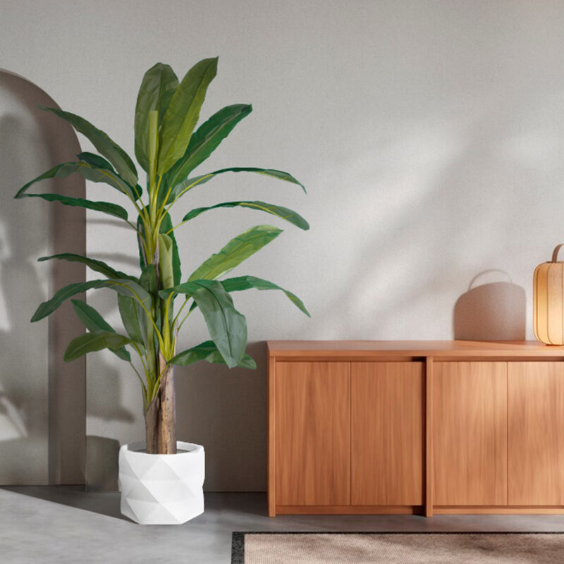 GloboStar® Artificial Garden VARENNA 20742 Επιδαπέδιο Πολυεστερικό Τσιμεντένιο Κασπώ Γλάστρα – Flower Pot Λευκό Φ40 x Υ30cm