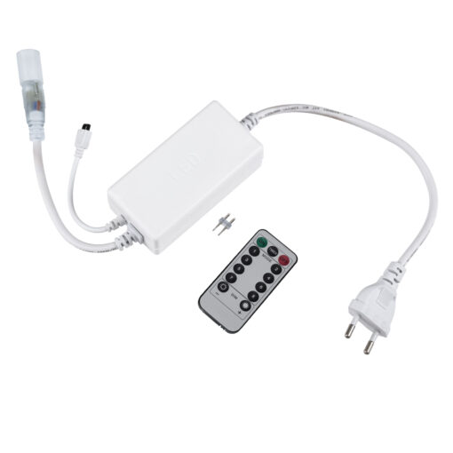 GloboStar® 70666 Controller Αδιάβροχος IP44 AC/DC 230V με Ασύρματο Χειριστήριο RF για έως 100 μέτρα Μονόχρωμου Φωτοσωλήνα LED Μ9 x Π5 x Υ3cm – 2 Χρόνια Εγγύηση