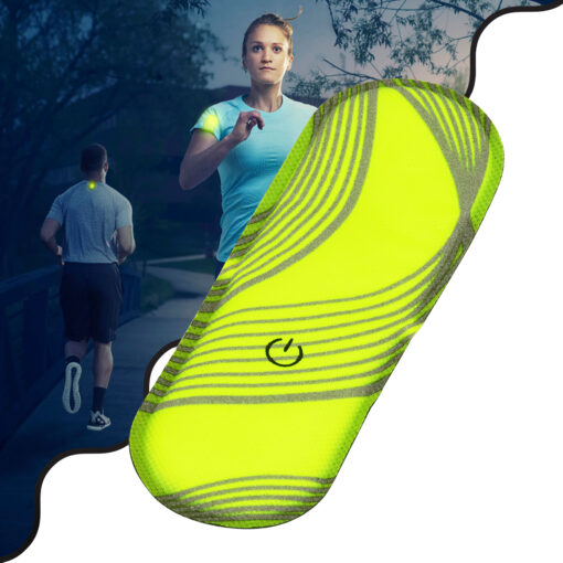 GloboStar® 79073 Μαγνητικό Clip Ασφαλείας Φωσφοριζέ Αντανακλαστικό για Ποδηλάτες & Runners με Φωτεινή Σήμανση LED & Μπαταρία CR2032 – Αδιάβροχο IP65 Λαχανί Φωσφοριζέ