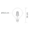 Έξυπνη λάμπα LED filament μελί G95 E27 7,5W ρυθμιζόμενο λευκό 2200-5500K Lutec Connect – 1-T8711201312