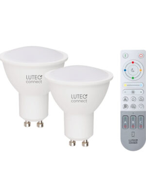 Έξυπνη λάμπα LED 2xGU10 4,7W + remote control ρυθμιζόμενο λευκό 2700-6500Κ + RGB Lutec Connect – 1-T8731602316