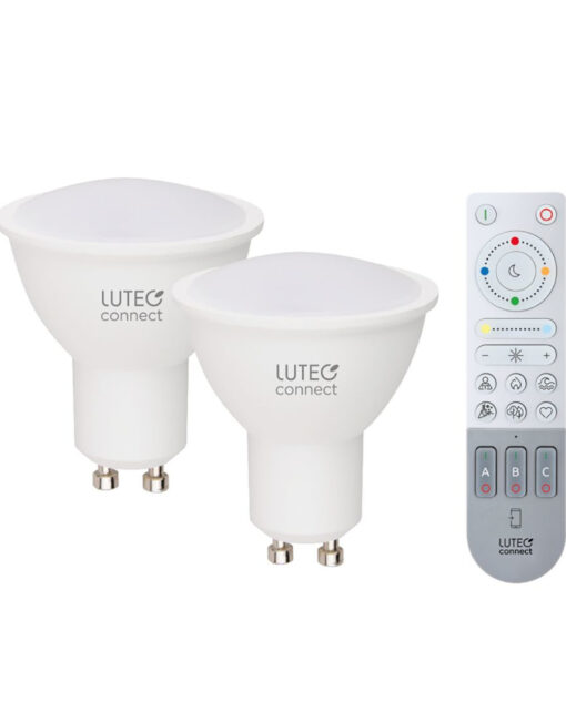 Έξυπνη λάμπα LED 2xGU10 4,7W + remote control ρυθμιζόμενο λευκό 2700-6500Κ + RGB Lutec Connect – 1-T8731602316