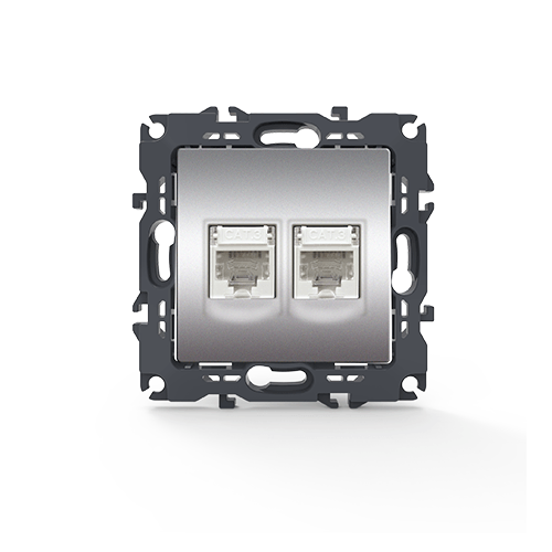 PRIME ΠΡΙΖΑ ΤΗΛΕΦΩΝΟΥ 2xRJ11 CAT3 IP20 MAT ΑΛΟΥΜΙΝΙΟ ACA – 1000113103