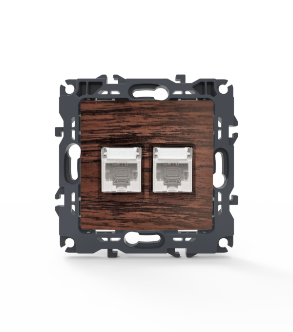 PRIME ΠΡΙΖΑ ΔΙΚΤΥΟΥ 2xRJ45 CAT6 UTP IP20 ΞΥΛΟ ACA – 1000113306