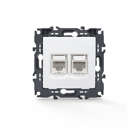 PRIME ΠΡΙΖΑ ΤΗΛΕΦΩΝΟΥ 1xRJ11 CAT3 IP20 & ΠΡΙΖΑ ΔΙΚΤΥΟΥ 1xRJ45 CAT6 UTP IP20 ΛΕΥΚΗ ACA – 1000113401