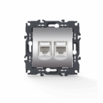 PRIME ΠΡΙΖΑ ΤΗΛΕΦΩΝΟΥ 1xRJ11 CAT3 IP20 & ΠΡΙΖΑ ΔΙΚΤΥΟΥ 1xRJ45 CAT6 UTP IP20 MAT ΑΛΟΥΜΙΝΙΟ ACA – 1000113403