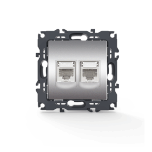 PRIME ΠΡΙΖΑ ΤΗΛΕΦΩΝΟΥ 1xRJ11 CAT3 IP20 & ΠΡΙΖΑ ΔΙΚΤΥΟΥ 1xRJ45 CAT6 UTP IP20 MAT ΑΛΟΥΜΙΝΙΟ ACA – 1000113403