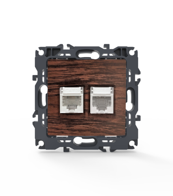 PRIME ΠΡΙΖΑ ΤΗΛΕΦΩΝΟΥ 1xRJ11 CAT3 IP20 & ΠΡΙΖΑ ΔΙΚΤΥΟΥ 1xRJ45 CAT6 UTP IP20 ΞΥΛΟ ACA – 1000113406