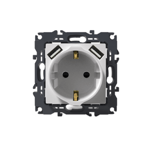 PRIME ΠΡΙΖΑ ΣΟΥΚΟ ΑΣΦΑΛΕΙΑΣ 1x2P+E 16A 250VAC & 2 USB 5VDC 3.1A IP20  ΛΕΥΚΗ ACA – 1000116301