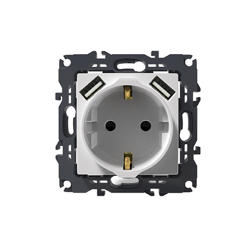 PRIME ΠΡΙΖΑ ΣΟΥΚΟ ΑΣΦΑΛΕΙΑΣ 1x2P+E 16A 250VAC & 2 USB 5VDC 3.1A IP20  ΛΕΥΚΗ ACA – 1000116301