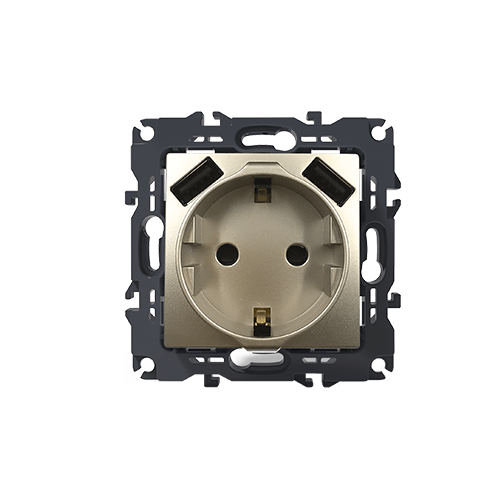 PRIME ΠΡΙΖΑ ΣΟΥΚΟ ΑΣΦΑΛΕΙΑΣ 1x2P+E 16A 250VAC & 2 USB 5VDC 3.1A IP20 MAT ΣΑΜΠΑΝΙΖΕ ACA – 1000116304