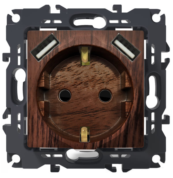 PRIME ΠΡΙΖΑ ΣΟΥΚΟ ΑΣΦΑΛΕΙΑΣ 1x2P+E 16A 250VAC & 2 USB 5VDC 3.1A IP20 ΞΥΛΟ ACA – 1000116306