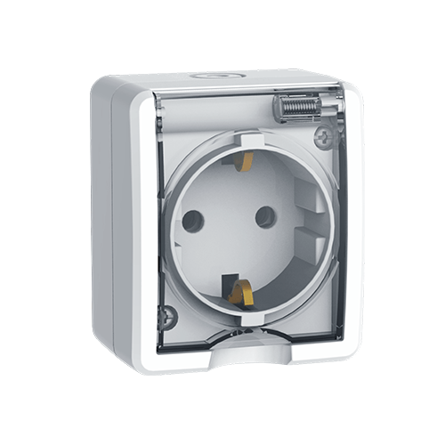 MURATA ΠΡΙΖΑ ΣΟΥΚΟ ΚΑΠΑΚΙ ΑΣΦΑΛΕΙΑΣ ΕΠΙΤΟΙΧΗ ΜΕ ΒΙΔΑ 1x2P+E 16A 250VAC IP44 ΛΕΥΚΗ ACA – 1000326101