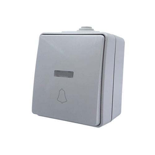 ARMY ΜΠΟΥΤΟΝ ΚΟΥΔΟΥΝΙΟΥ & LED ΛΥΧΝΙΑ (12VAC) ΕΠΙΤΟΙΧΟ ΣΤΕΓΑΝΟ ΜΕ ΒΙΔΑ 1P 10A 250VAC IP55 ΑΠΑΛΟ ΓΚΡΙ ACA – 1000432106