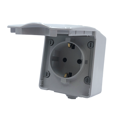 ARMY ΠΡΙΖΑ ΣΟΥΚΟ ΑΣΦΑΛΕΙΑΣ ΕΠΙΤΟΙΧΗ ΣΤΕΓΑΝΗ ΜΕ ΒΙΔΑ 1x2P+E 16A 250VAC IP55 (IP54) AΠΑΛΗ ΓΚΡΙ ACA – 1000436106