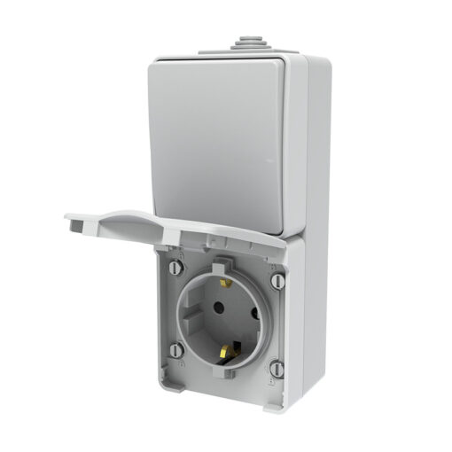 ARMY ΔΙΑΚ. Α/Ρ 1P 10AX 250VAC & ΠΡΙΖΑ ΣΟΥΚΟ ΑΣΦΑΛ 1x2P+E 16A 250VAC IP55 ΕΠΙΤΟΙΧ ΚΑΘ ΣΤΕΓΑΝ ΓΚΡΙ ACA – 1000438206