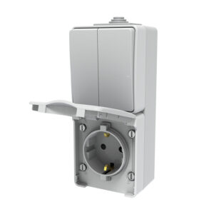 ARMY ΔΙΑΚ. Κ/Μ 1+1P 10AX 250VAC & ΠΡΙΖΑ ΣΟΥΚΟ ΑΣΦΑΛ. 1x2P+E 16A 250VAC IP55 ΕΠΙΤ. ΚΑΘΕΤ ΣΤΕΓΑΝ ΓΚΡΙ ACA – 1000438306