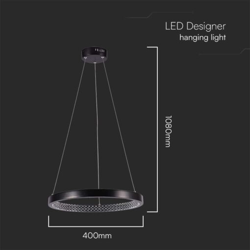 Kρεμαστό φωτιστικό Designer LED 19W 4000K Μαύρου Χρώματος V-TAC – 10051