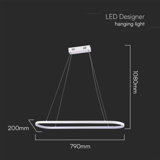 Κρεμαστό φωτιστικό LED 24W 3000K Λευκού Χρώματος V-TAC – 10056