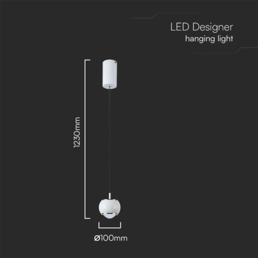 Κρεμαστό φωτιστικό οροφής LED 7W 4000K Λευκού Χρώματος V-TAC – 10079