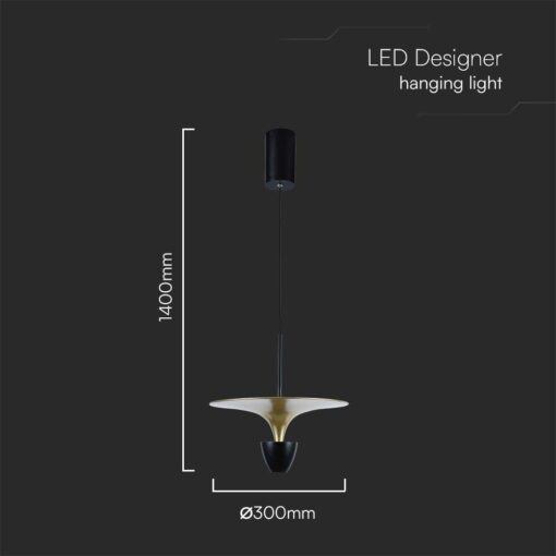 Κρεμαστό φωτιστικό LED 9W 4000K Μαύρου Χρώματος V-TAC – 10085