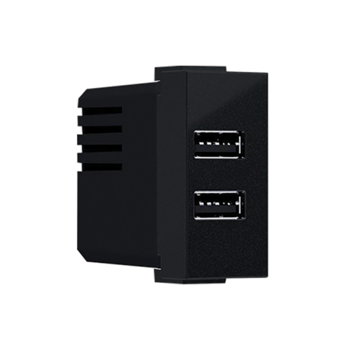 ^ MODYS ΠΡΙΖΑ ΤΡΟΦΟΔΟΣΙΑΣ USB 1 ΣΤ. 2xUSB ΜΑΥΡΗ ΜΑΤ  5VDC 2X1.2A IP20 ACA – 10101412355