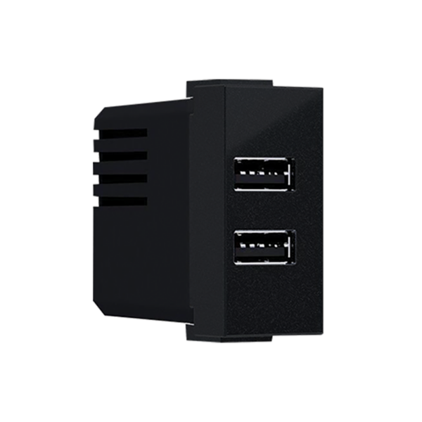 ^ MODYS ΠΡΙΖΑ ΤΡΟΦΟΔΟΣΙΑΣ USB 1 ΣΤ. 2xUSB ΜΑΥΡΗ ΜΑΤ  5VDC 2X1.2A IP20 ACA – 10101412355