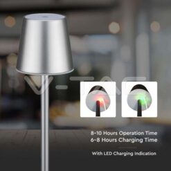 Επαναφορτιζόμενο Πορτατιφ LED 3W Dimmable Αφής 3000Κ Γκρι V-TAC – 10187
