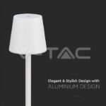 Επαναφορτιζόμενο Πορτατιφ LED 3W Dimmable Αφής Λευκό 3000Κ V-TAC – 10191