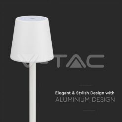 Επαναφορτιζόμενο Πορτατιφ LED 3W Dimmable Αφής Λευκό 3000Κ V-TAC – 10191