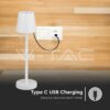Επαναφορτιζόμενο Πορτατιφ LED 3W Dimmable Αφής Λευκό 3000Κ V-TAC – 10191