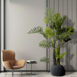 GloboStar® Artificial Garden CHLOE 20708 Επιδαπέδιο Πολυεστερικό Τσιμεντένιο Κασπώ Γλάστρα – Flower Pot Μαύρο Μ60 x Π55 x Υ43cm