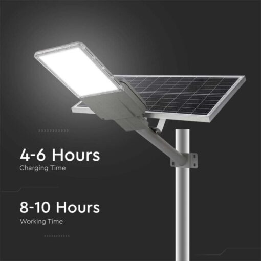 LED ηλιακό φωτιστικό δρόμου 60W φυσικό λευκό 4000K με γκρι σώμα για ιστό & τοίχο με τηλεχειριστήριο V-TAC – 10226