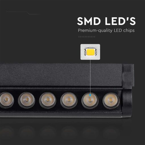 Mαγνητικό φωτιστικό ράγας LED 48V 5W SMD 4000K Μαύρου Χρώματος Ρυθμιζόμενο V-TAC – 10257