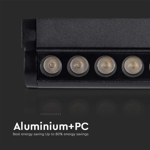 Μαγνητικό φωτιστικό ράγας LED 48V 12W SMD 4000K Μαύρου Χρώματος Ρυθμιζόμενο V-TAC – 10260