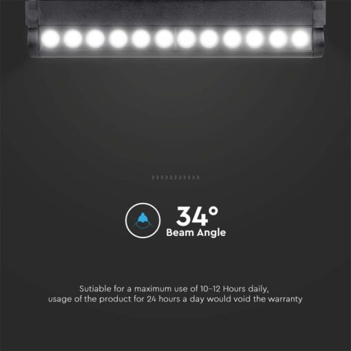 Μαγνητικό φωτιστικό ράγας LED 48V 12W SMD 4000K Μαύρου Χρώματος Ρυθμιζόμενο V-TAC – 10260