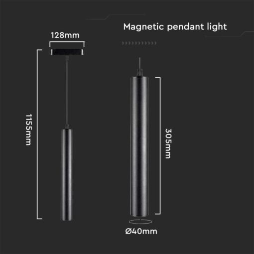 LED μαγνητικό κρεμαστό φωτιστικό ράγας 48V 15W SMD 4000K φυσικό λευκό μαύρο σώμα V-TAC – 10263