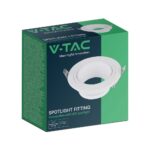 Στρογγυλή Βάση Σποτ GU10 – MR16 V-TAC Χωνευτή Ρυθμιζόμενη Λευκό – 10296