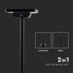 LED ηλιακό φωτιστικό κήπου δαπέδου/καρφί 2W IP65 CCT με μαύρο σώμα V-TAC – 10304