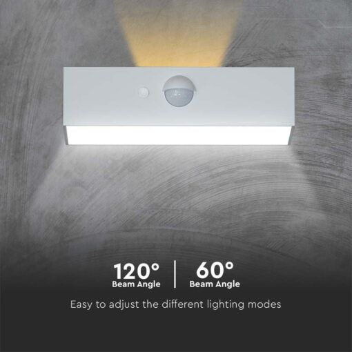 Επιτοίχιο Φωτιστικό LED 3W 3000Κ+4000K Ηλιακό με ανιχνευτή Λευκού Χρώματος IP65 V-TAC – 10306