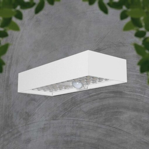 LED ηλιακό φωτιστικό επιτοίχιο 6W θερμό λευκό 4000K με λευκό σώμα και ανιχνευτή V-TAC – 10308